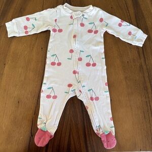 Carter’s Cherry Print Baby Girl Footed One Piece Pajama Size 9M 100% cotton